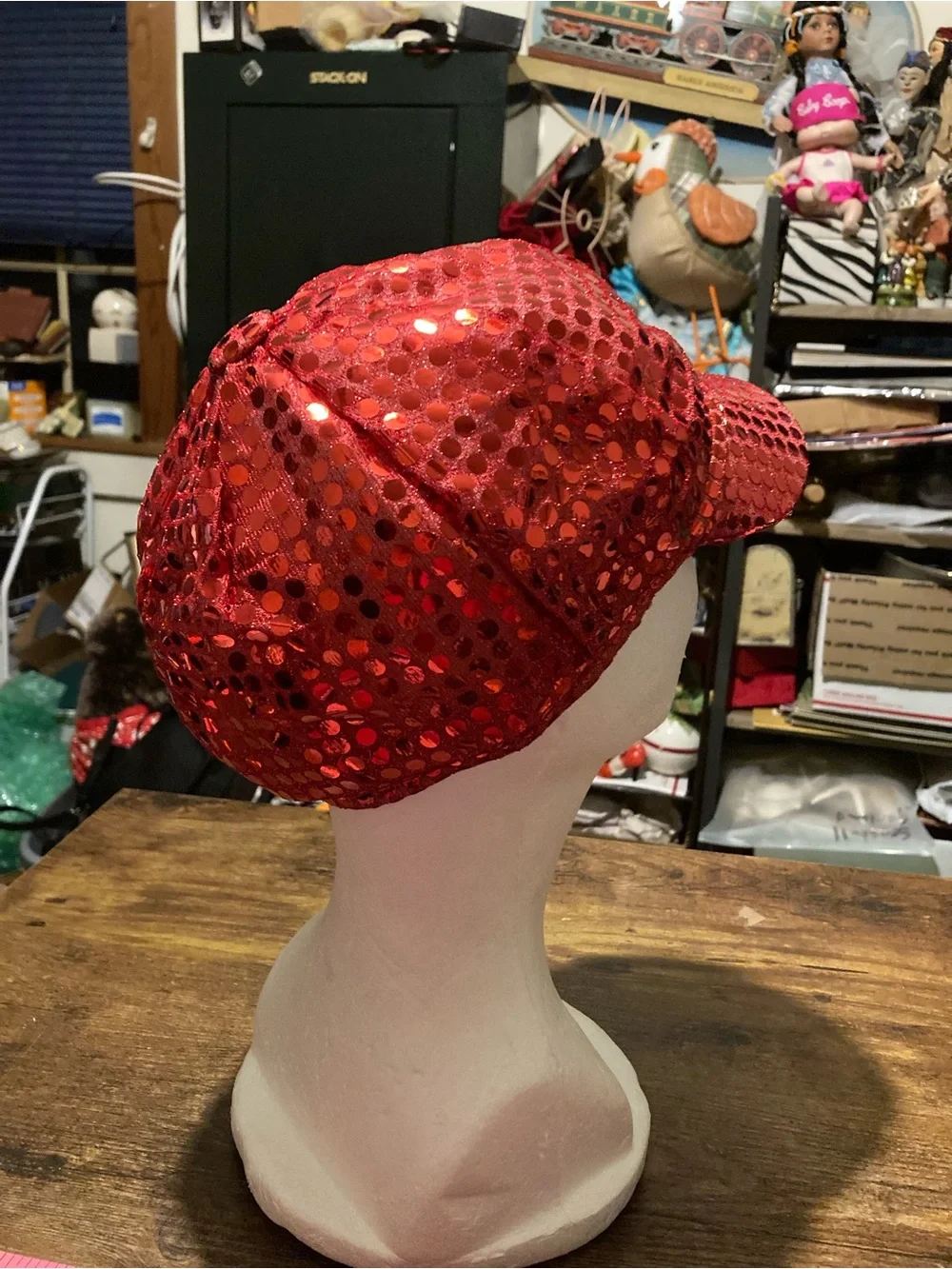 Red sequin baseball cap for kids